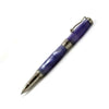 Jean-Pierre Lepine Indigo Classic Murano rollerball pen with violet ink and decorative glass body, elegant writing instrument.