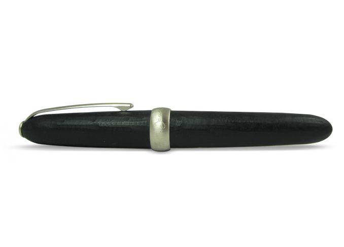 Jean-Pierre Lepine Winston rollerball pen in black brute with sleek design and silver accents, close-up shot highlighting its elegant barrel.