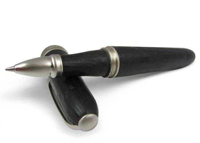 Jean-Pierre Lepine Winston rollerball pen in black brute finish, featuring sleek design and metallic accents.
