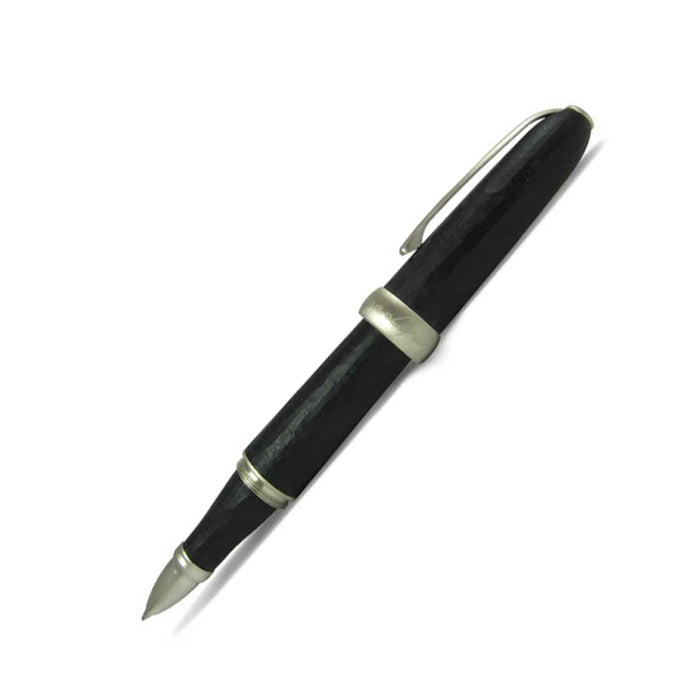 Jean-Pierre Lepine Winston rollerball pen in black brute with sleek design and silver accents, placed on a white background.