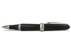 Jean-Pierre Lepine Winston rollerball pen in black with matte chrome accessory, showcasing sleek design and smooth writing tip.