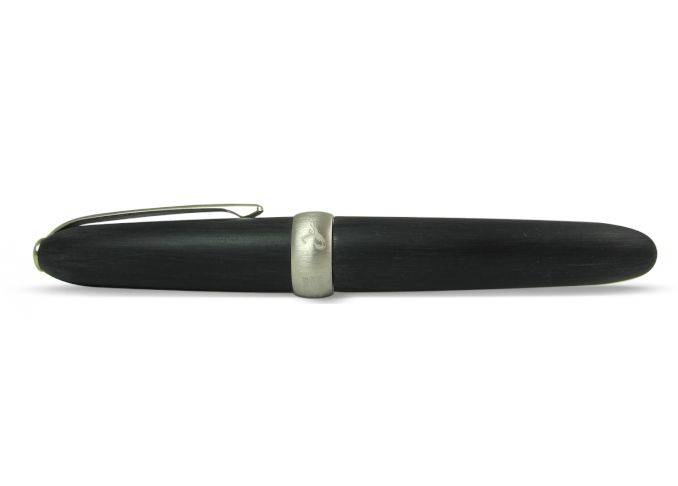 Jean-Pierre Lepine Winston rollerball pen in black with matte chrome accessory, sleek and elegant writing instrument.