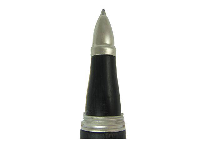 Jean-Pierre Lepine Winston rollerball pen in black with matte chrome accessory, sleek and stylish writing instrument.