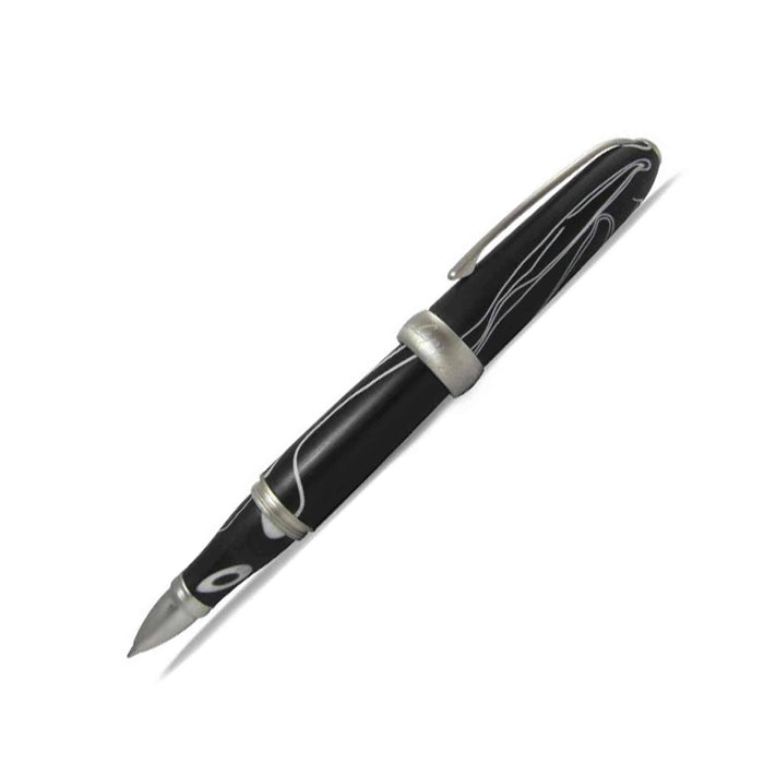 Jean-Pierre Lepine Winston rollerball pen in black with white filet, featuring a sleek design and smooth writing tip.