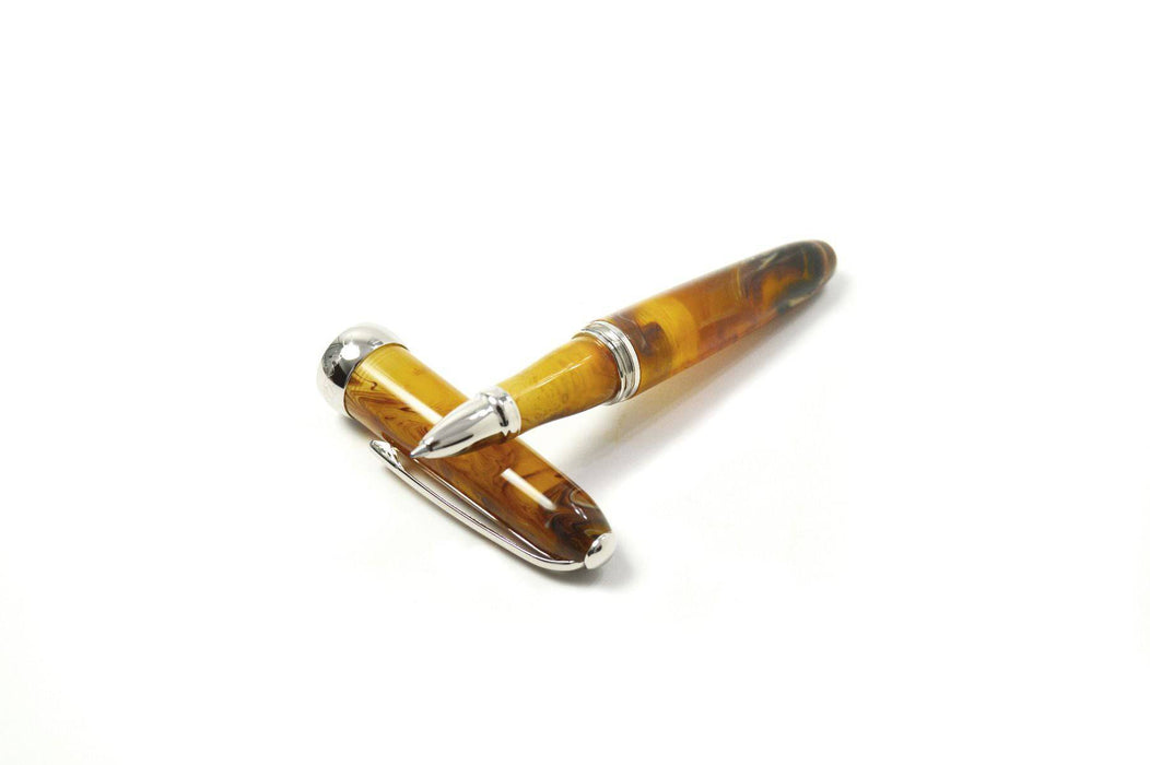 Jean-Pierre Lepine Winston rollerball pen in palladium finish with Duende design, showcasing sleek metal body and elegant craftsmanship.
