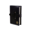 Refillable black Italian leather latch journal with medium size, ideal for daily planning and writing by Il Cartiglio.