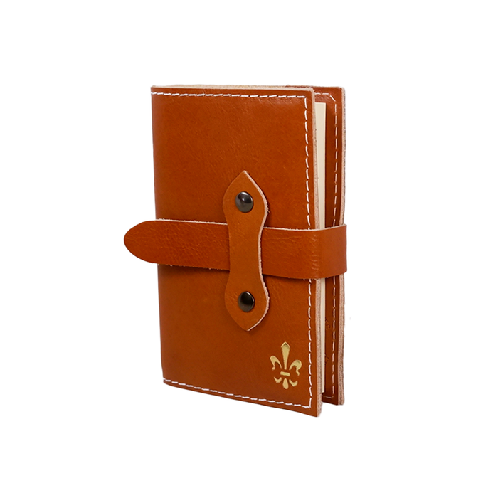 Medium brown Italian leather refillable latch journal or 2025 planner from Il Cartiglio with a classic cover design.