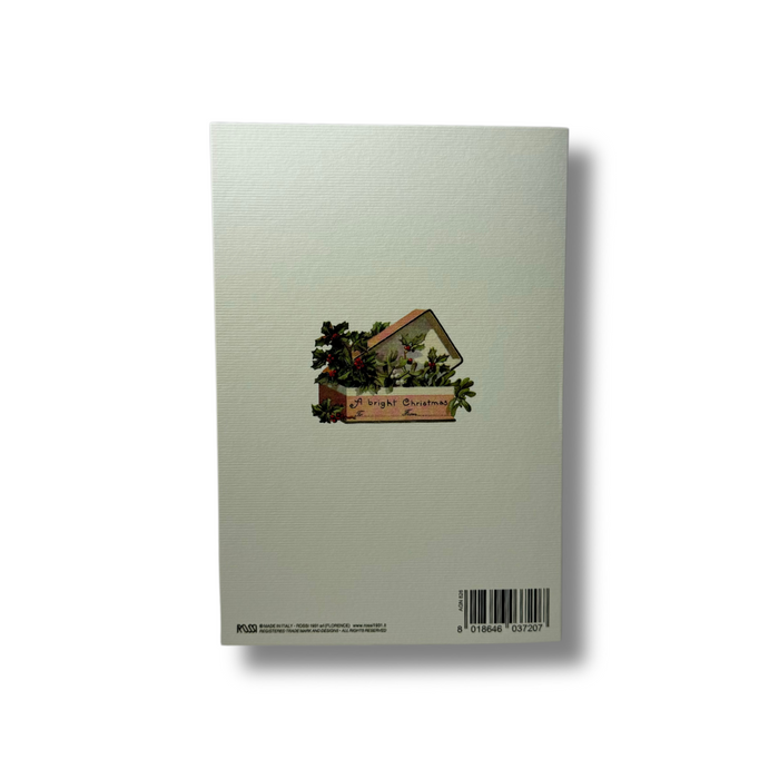 Rossi Christmas card featuring a festive design with a joyful puppy and "Joyeux Noel" greeting for holiday wishes.