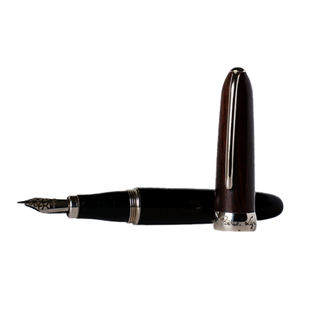 Jean-Pierre Lepine Winston fountain pen with ebony wood body and gold accents, showcasing elegant craftsmanship and smooth writing style.