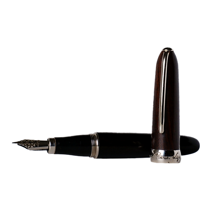 Jean-Pierre Lepine Winston fountain pen with ebony wood body and gold accents, showcasing elegant craftsmanship and smooth writing style.