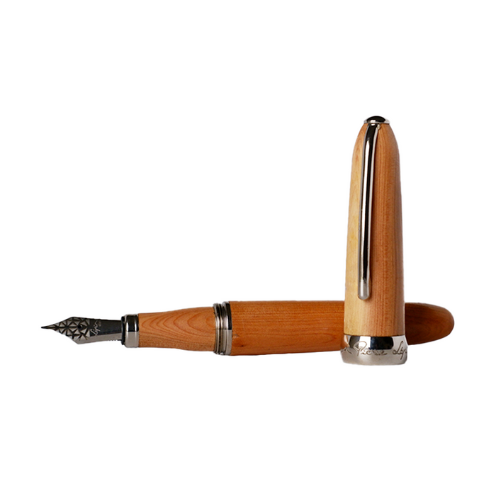 Jean-Pierre Lepine Winston fountain pen with juniper-colored barrel and silver accents, showcasing elegant craftsmanship.