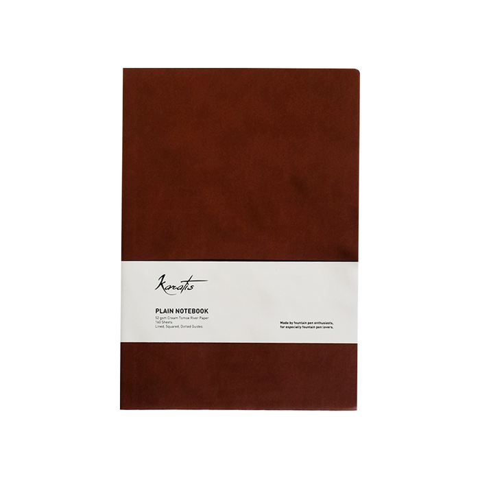Karatis Golden Brown Tomoe River Paper notebook with textured cover and spiral binding, featuring elegant design and high-quality paper.