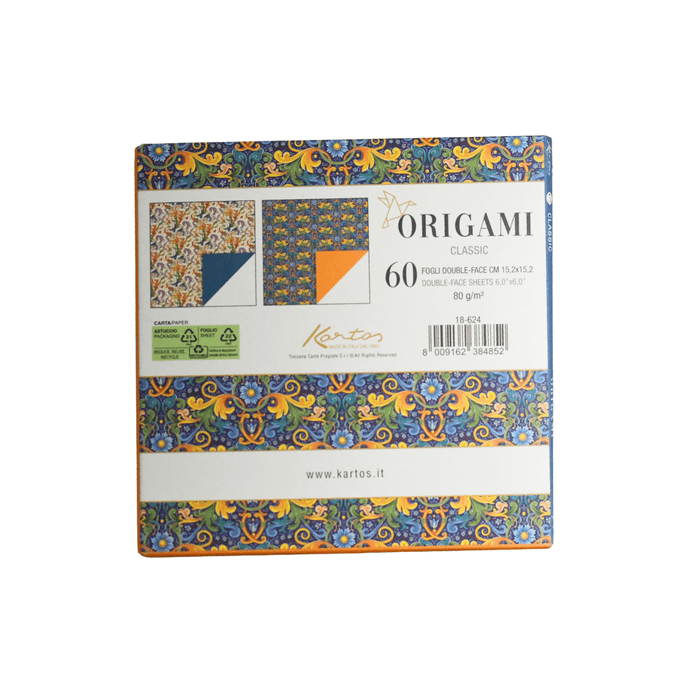 Kartos Origami Classic paper in various colors, thin and smooth, ideal for folding and origami craft projects.