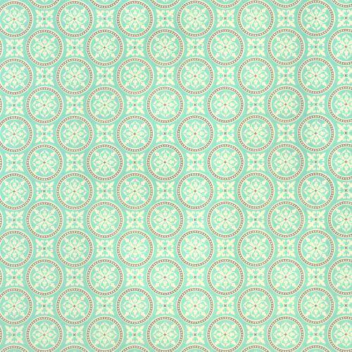 Kartos teal wrapping paper with circular pattern, ideal for gift packaging, featuring teal circles on a white background.