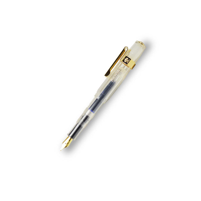 Gold Kaweco pen clip accessory attached to a pen, showcasing a sleek metal clip for secure pen storage.