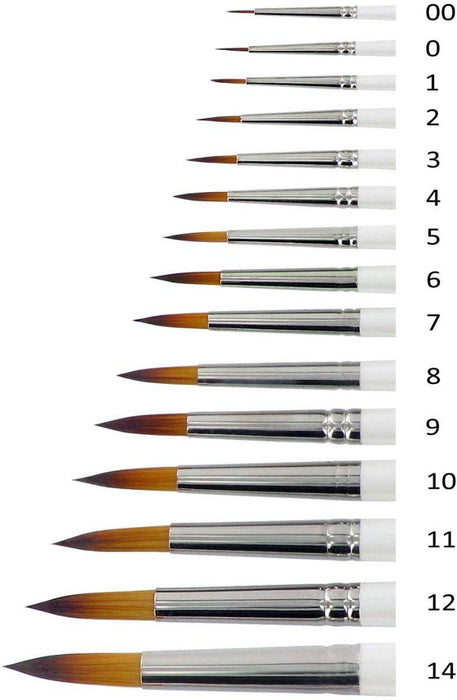 KUM Memory Point round-pointed brush with natural bristles and ergonomic handle, ideal for detailed painting and artistic projects.