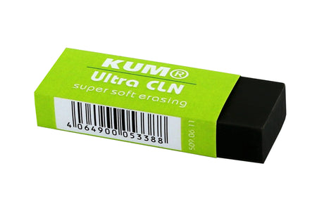 KUM Ultra Cln BB Eraser showing a white plastic eraser with blue accents, designed for precise pencil erasing.