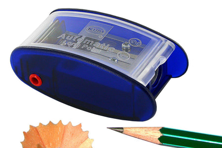 KUM Automatic Long Point AS2M Pencil Sharpener in black, featuring a sleek design and durable construction for precise sharpening.