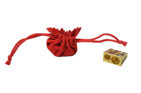 KUM luxury 24-carat gold-plated 2-hole pencil sharpener with sleek design and shiny gold finish, ideal for precise sharpening.