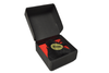 KUM luxury gold-plated 2-hole pencil sharpener with sleek design and durable metal construction for precise sharpening.
