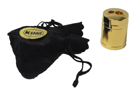 KUM luxury gold-plated 2-hole pencil sharpener with sleek design and durable metal body, ideal for precise pencil sharpening.