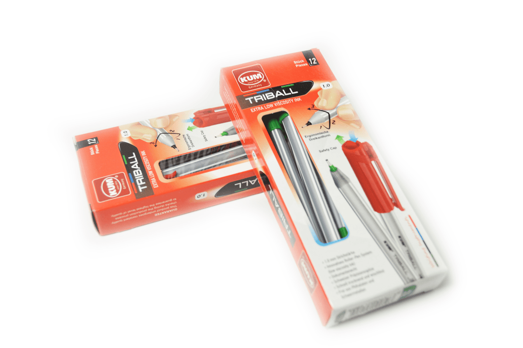 Black KUM Triball pen refill, cylindrical writing accessory with smooth ink flow, designed for use with KUM pens.
