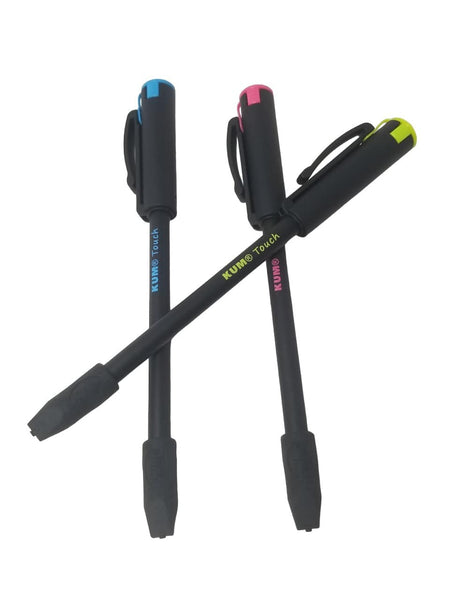 KUM Tip Top Black Touch pen in blue, featuring a sleek design and black ink, ideal for precise writing and drawing.