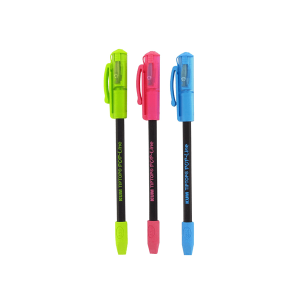 Blue KUM Tip Top Pop pen with a sleek design and transparent barrel, ideal for smooth writing and everyday use.