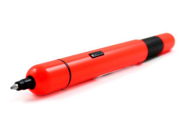 Chrome Lamy Pico ballpoint pen with sleek design and compact size, featuring the brand's signature style and smooth writing tip.