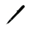 Lamy AL Star black fountain pen with extra-fine steel nib, showcasing sleek design and smooth writing tip.