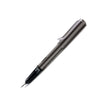 Black Lamy AL Star fountain pen with extra-fine steel nib, showcasing sleek design and smooth writing tip.