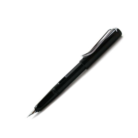 Blue Lamy Safari fountain pen with steel nib, showcasing its sleek design and vibrant color perfect for writing.