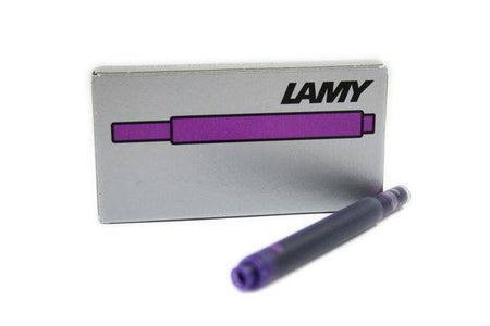 Lamy violet fountain pen ink cartridge for Lamy fountain pens, small cylindrical ink cartridge with violet ink.