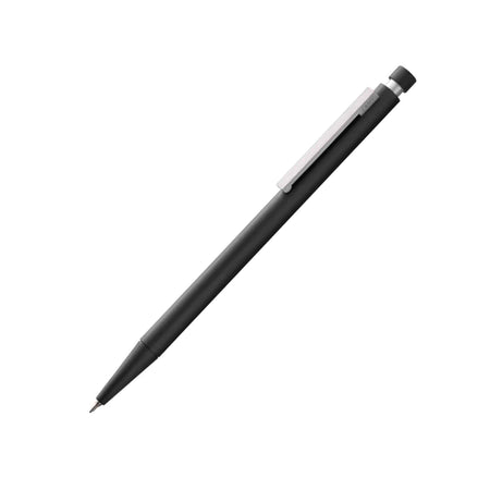 Lamy CP1 mechanical pencil with 0.7mm lead, black body and silver clip, designed for precise writing and drawing.