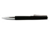 Lamy Studio black rollerball pen with sleek design and textured grip, ideal for smooth writing.