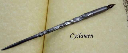 Le Potier D'etain pewter dip calligraphy pen with fleur-de-lys design, featuring a traditional nib and ornate handle.