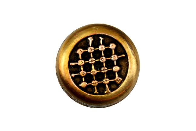 Bronze 10 ml ink bottle by Le Potier D'etain with floral design, showcasing the compact and elegant ink container.