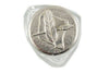 Le Potier D'etain ink bottle with pewter top featuring a quill and scroll design, perfect for fountain pen ink storage.