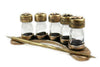 Bronzed Crescent Five Ink Bottle Set by Le Potier D'etain featuring five elegant ink bottles with filigree details.