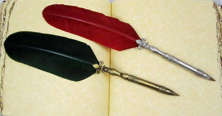 Le Potier d'Etain bronze ballpoint pen with quill and fleur de lys pattern, crafted in pewter or bronze, elegant writing instrument