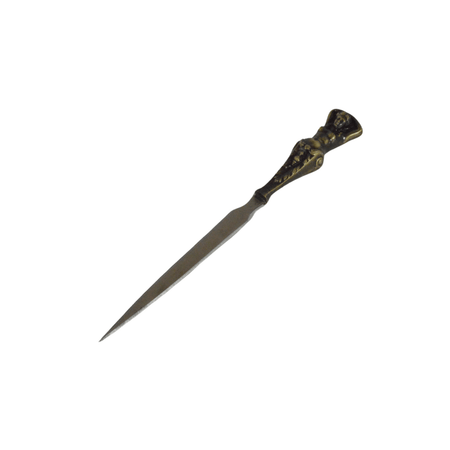 Bronze Le Potier D'Etain letter opener featuring a goddess design, crafted from metal, ideal for opening mail with elegance.