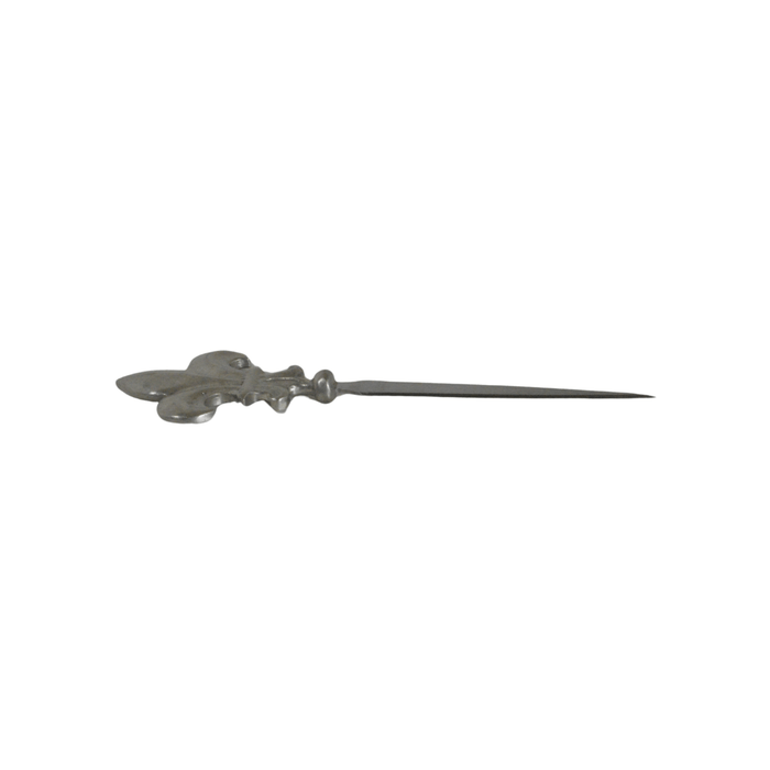 Large Le Potier d'Étain Fleur De Lis letter opener with detailed metal design, ideal for opening letters and elegant desk accessories.