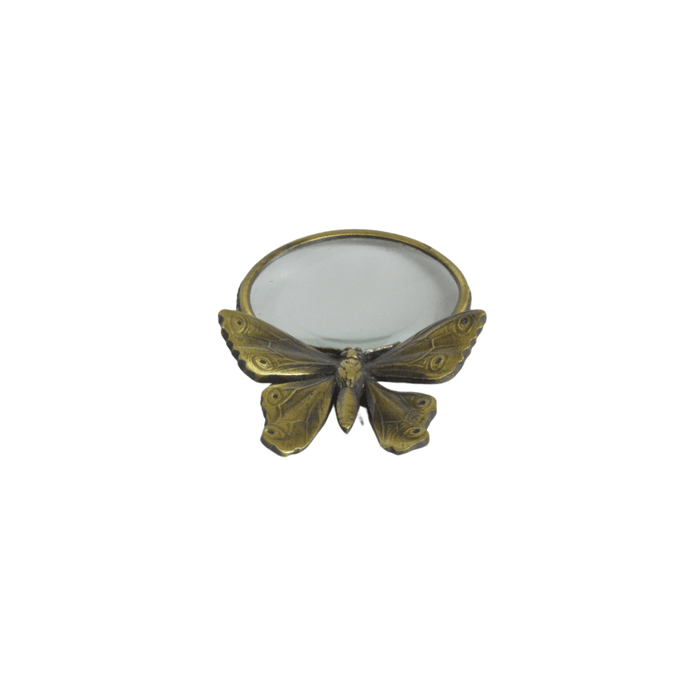 Small pewter butterfly magnifying glass by Le Potier D'etain, with detailed butterfly design and compact handheld size.