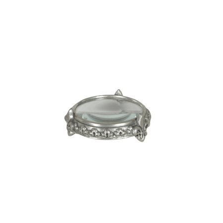 Small pewter magnifying glass on decorative feet with Fleur de Lys design by Le Potier D'etain