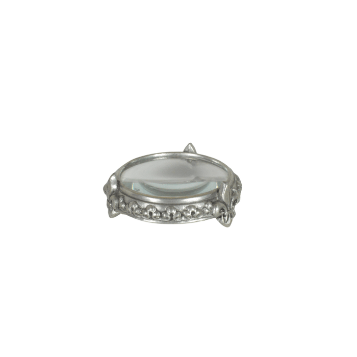 Small pewter magnifying glass on decorative feet with Fleur de Lys design by Le Potier D'etain
