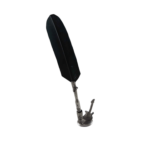 Le Potier D'Étain pewter guitar-shaped pen rest for quills, decorative and functional desk accessory.