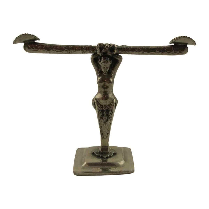 Le Potier D'Étain Goddess pewter pen rest, decorative pen holder featuring a goddess figure, ideal for desk organization.