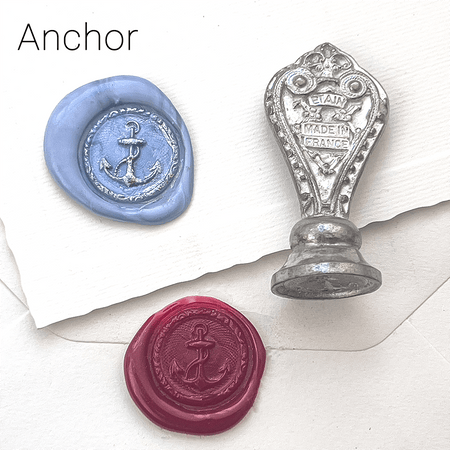 Le Potier D'etain wax seal with anchor design, handcrafted brass seal for wax sealing and decorative purposes.