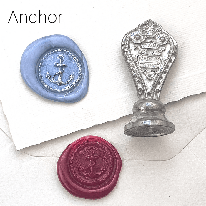 Le Potier D'etain wax seal with anchor design, handcrafted brass seal for wax sealing and decorative purposes.