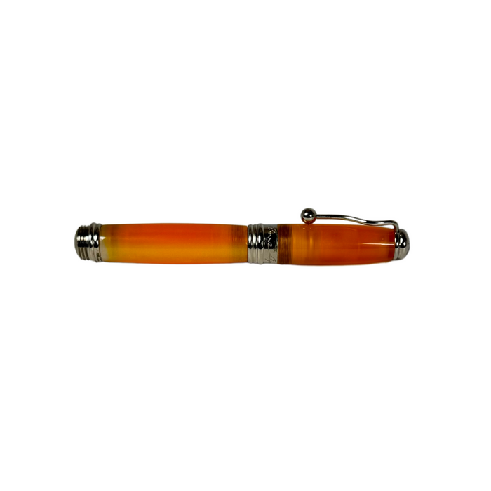 Jean-Pierre Lepine Indigo Classic Murano rollerball pen with mango-colored resin barrel and gold accents, stylish writing instrument